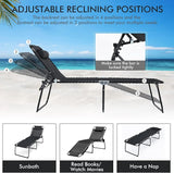 Goplus Chaise Lounge Chair, Folding 5-Postion Beach Lounge Chair with Detachable Pillow, Sunbathing Lounger - Photo 5