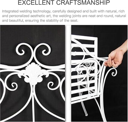 Outdoor Bench Garden Benches for Outdoors Patio Bench Metal Front Porch Bench with Sturdy Cast Iron Metal Frame, Metal Garden Bench Chair 2 Seater for Garden, Yard, Patio, Porch and Sunroom (Color :
