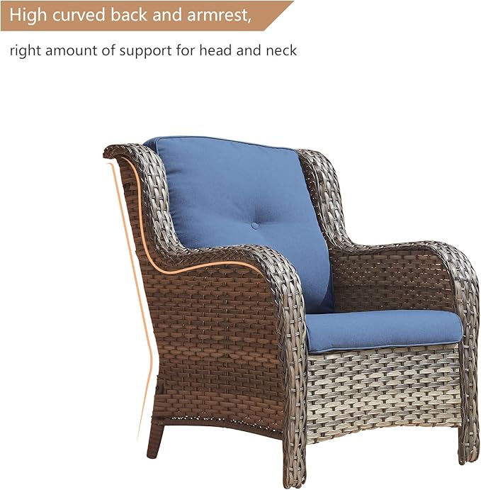 Rilyson Outdoor Patio Wicker Furniture Set - 5 Piece Rattan Patio Conversation Sectional Sofa Set with 1 Couch - Photo 5