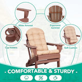 Adirondack Chairs Set of 2 with Cushions & Cup Holders, HDPE Weather Resistant Folding Adirondack Chair for Adults - Photo 4
