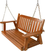 Wooden Porch Swing 2-Seater, Bench Swing with Hanging Chains, Heavy Duty 800 LBS, for Outdoor Patio Garden Yard - Photo 1