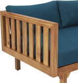 Claremont Outdoor 3 Seater Daybed with Cushions - Acacia Wood - Teak/Dark Teal - Photo 6