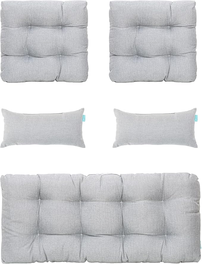 QILLOWAY Outdoor Patio Wicker Seat Cushions Group Loveseat/Two U-Shape/Two Lumbar Pillows for Patio Furniture - Photo 1