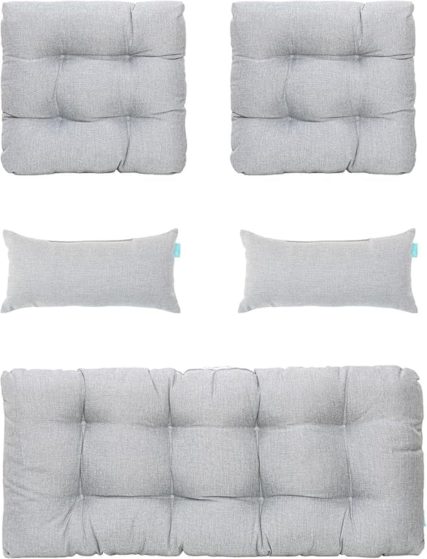 QILLOWAY Outdoor Patio Wicker Seat Cushions Group Loveseat/Two U-Shape/Two Lumbar Pillows for Patio Furniture - Photo 1