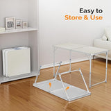VINGLI 4FT White Folding Table with Carrying Handle Height Adjustable Lightweight Fold Up Portable for Indoor Outdoor - Photo 4