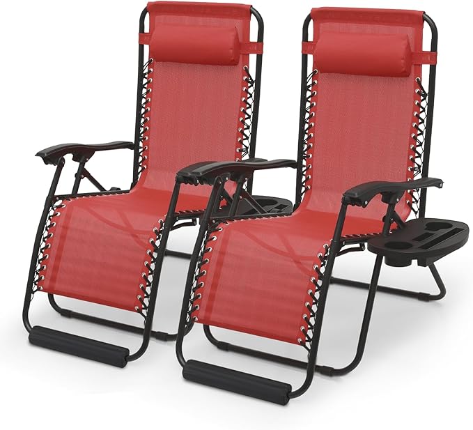 Athena Collection Zero Gravity Outdoor Lounge Chair Set of 2 - Photo 1