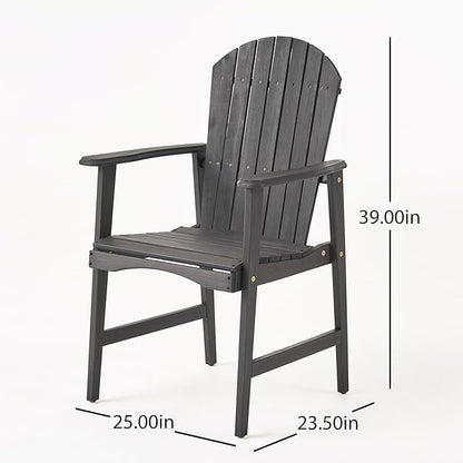 Harper & Bright Designs Outdoor Weather Resistant Acacia Wood Adirondack Dining Chairs (Set of 2), Dark Gray Finish