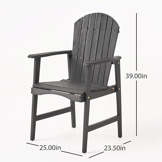 Harper & Bright Designs Outdoor Weather Resistant Acacia Wood Adirondack Dining Chairs (Set of 2), Dark Gray Finish