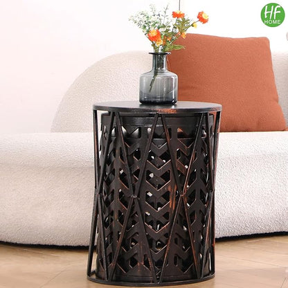 HFHOME Multifunctional Nesting Round Metal Coffee End Tables, Set of 3 Modern Nightstands Decor Side Tables Plant Stand for Home Office Indoor Garden Outdoor-Bronze