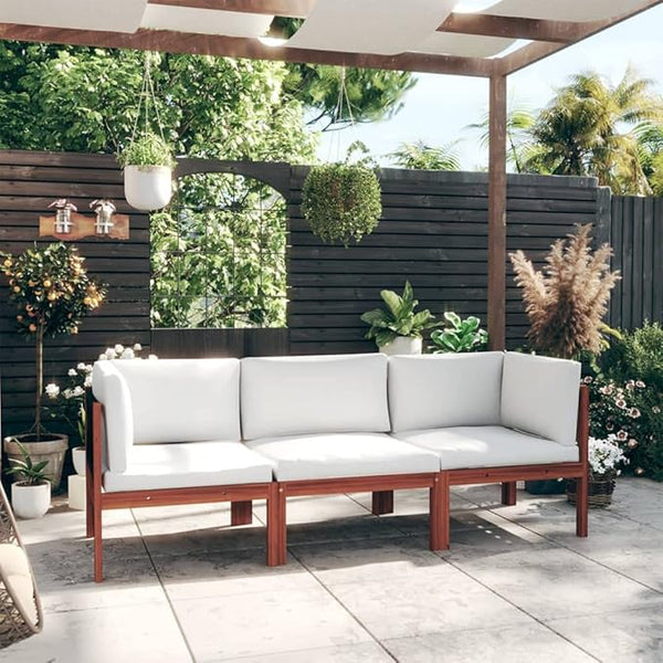 3-Seater Garden Sofa Solid Acacia Wood Outdoor Furniture with Weather-Resistant Cushions Rustic Patio Seating for - Photo 1
