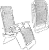 2PCS Outdoor Zero Gravity Chair Set, Reclining Chair w/Adjustable Backrest & Removable Pillow - Photo 6