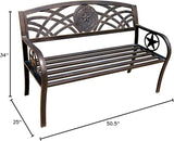 Leigh Country Texas State Seal Metal Bench, Outdoor Decorative Patio Seating for Porch/Deck - Photo 3