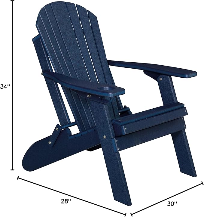 Furniture Barn USA Poly Folding Adirondack Chair, Patriot Blue