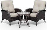 Joyside Wicker Patio Chairs, 3 Piece Rattan Outdoor Furniture with Thickened Cushions, High Back, Deep Seating - Photo 8