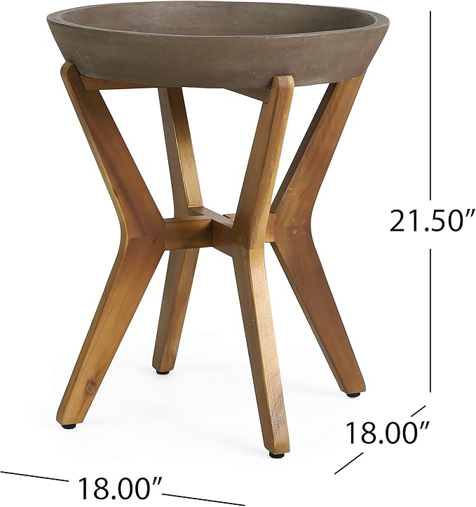 Christopher Knight Home Oprah Outdoor Side Table, Teak and Light Gray - Photo 3