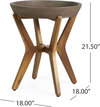 Christopher Knight Home Oprah Outdoor Side Table, Teak and Light Gray