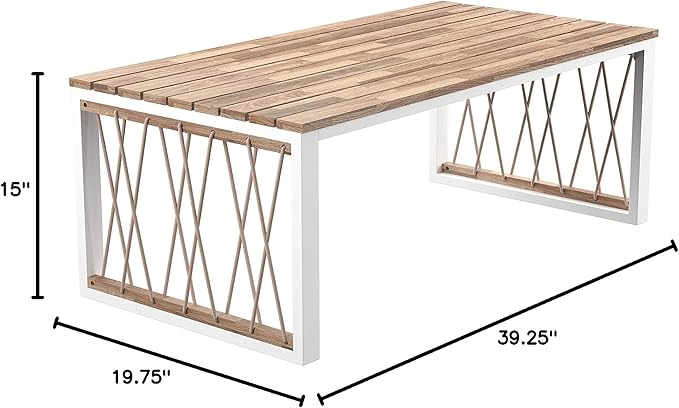 SEI Furniture Wallmond Outdoor Cocktail Table, Natural and White