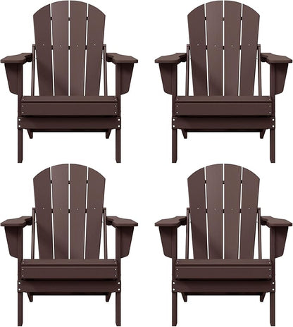 WO WESTIN OUTDOOR HDPE Laguna Outdoor Folding Poly Adirondack Chair (Set of 4), Dark Brown