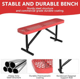 4 Ft Metal Park Benches for Outside, Outdoor Backless Bench with Thermoplastic Coating, Portable Frame - Photo 4