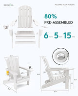 SERWALL Adirondack Chair with Cup Holders - Composite Adirondack Chairs HDPE Outdoor Chairs All Weather Use- White - Photo 3