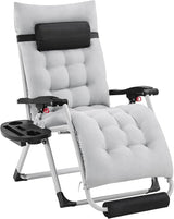 Yaheetech Zero Gravity Chair, Folding Reclining Lounge Recliner with Removable Pad & Headrest & Side Cup Holder Tray - Photo 1