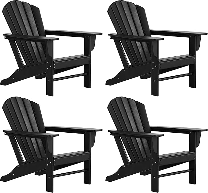 WestinTrends Dylan Outdoor Adirondack Chair (Set of 4), Black