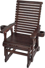 Fortune Candy Wooden Patio Glider for One Person, with High Backrest and Deep Contoured Seat, Solid Fir Wood - Photo 7