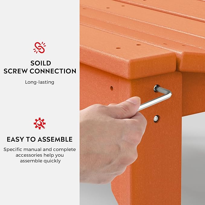 Costaelm Outdoor Benches Weatherproof, All Weather Resistant Park Bench Poly Lumber Backless Garden Bench Seat for Entryway Front Porch, Orange