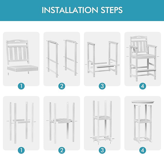 Ciokea 3-Pcs Bistro Table and Chairs - Photo 9