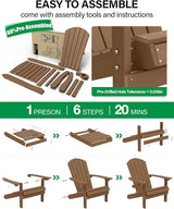 YEFU Adirondack Chairs Set of 6: Outdoor Chair HIPS Plastic Adirondack Chairs - Patio Chairs with Wood Texture - Lawn - Photo 9