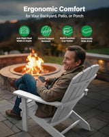 YEFU Adirondack Chairs Set of 2 Plastic Weather Resistant, Outdoor Chairs 5 Steps Easy Installation, Like Real Wood - Photo 8