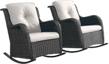 Rilyson Patio Chairs Outdoor Rocking Chair - 2 Piece Wicker Rattan Rocker Chairs Set with High Back and Deep Seating - Photo 1