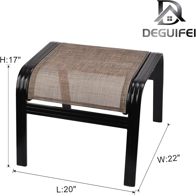 Patio Ottoman Outdoor Footstools Assembled Aluminum Footrest Small Seat for Balcony,Backyard 2 Pack Brown - Photo 3