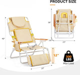 Bonnlo Deluxe 3-in-1 Beach Chair, Tanning Chair with Face Hole, Sunbathing Lounge Chair Outdoor, Adjustable Footrest - Photo 3