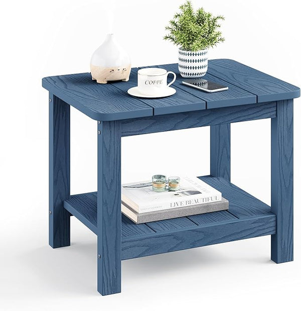 18" Outdoor Side Table, 2-Tier Patio Side Table, Weather Resistant, Easy Assembled - Photo 1