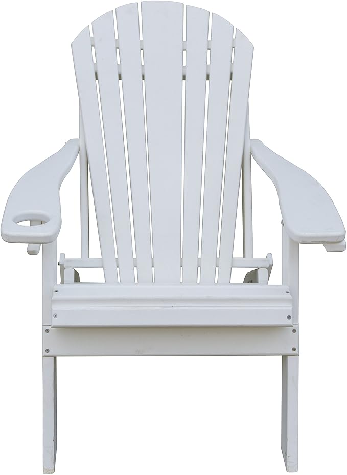 Furniture Barn USA Poly Folding Adirondack Chair with Smart Phone Holder, Bright White