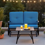 SUNCROWN Outdoor Swing Glider Chair, Patio 2 Seats Loveseat Rocking Chair with Cushions - Photo 5