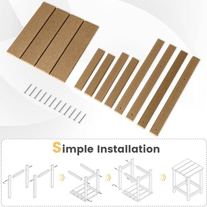 Tangkula Square Outdoor Side Table, Weather Resistant HDPE Adirondack Table, Outdoor Chairside End Tables for Lawn Garden Balcony, Easy Assembly, Patio Side Table, 14 x 14 x 18.5 Inch (2, Brown)
