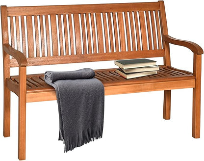 S AFSTAR Patio Garden Bench, 2-Person Loveseat w/Curved Armrest and Backrest, Weight Capacity of 700lbs, Outdoor Wooden Bench for Entry Way Porch Garden