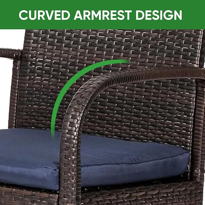 Outdoor Wicker Patio Dining Chairs with Padded Cushions Set of 4: Porch Rattan Chairs Club Chairs with High Back and - Photo 5