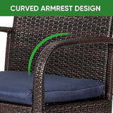 Outdoor Wicker Patio Dining Chairs with Padded Cushions Set of 4: Porch Rattan Chairs Club Chairs with High Back and - Photo 5
