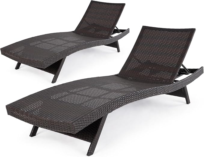 IDZO Katalina Chaise Lounge Set of 2-500lbs Support, UV Wicker, Ergonomic Wave Design, Reclining Backrest - Photo 7