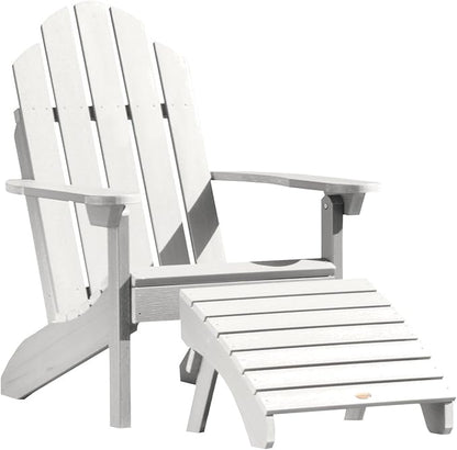 Highwood AD-KITCLAS3-WHE Classic Westport Adirondack Chair with Ottoman, White