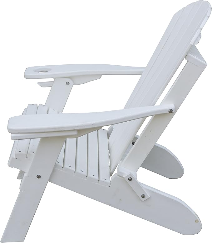 Furniture Barn USA Poly Folding Adirondack Chair with Smart Phone Holder, Bright White
