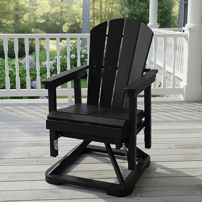 Kingdura Adirondack Swivel Glider Chair, HDPE Patio Glider Rocking Chair for Outdoor, All-Weather Glider Chair for Porch Balcony Lawn Poolside, 450LBS Capacity (Black)