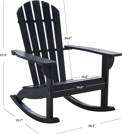 SAFAVIEH Outdoor Collection Brizio Black Slatted Adirondack Rocking Chair