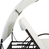 Outdoor Double Chaise Lounge with Adjustable Backrest and Sun Canopy - Photo 8