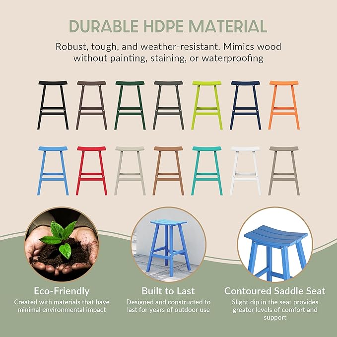 WestinTrends Malibu 29 Inch Outdoor Bar Stools, All Weather Resistant Poly Lumber Adirondack Bar Height Stools, Pacific Blue