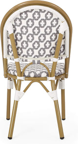 Christopher Knight Home Darcy Outdoor French Bistro Chair (Set of 4), Gray + White + Bamboo Print Finish - Photo 6