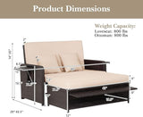 COSTWAY Patio Rattan Daybed with Cushions, Outdoor Wicker Loveseat Sofa with Storage Ottoman - Photo 3